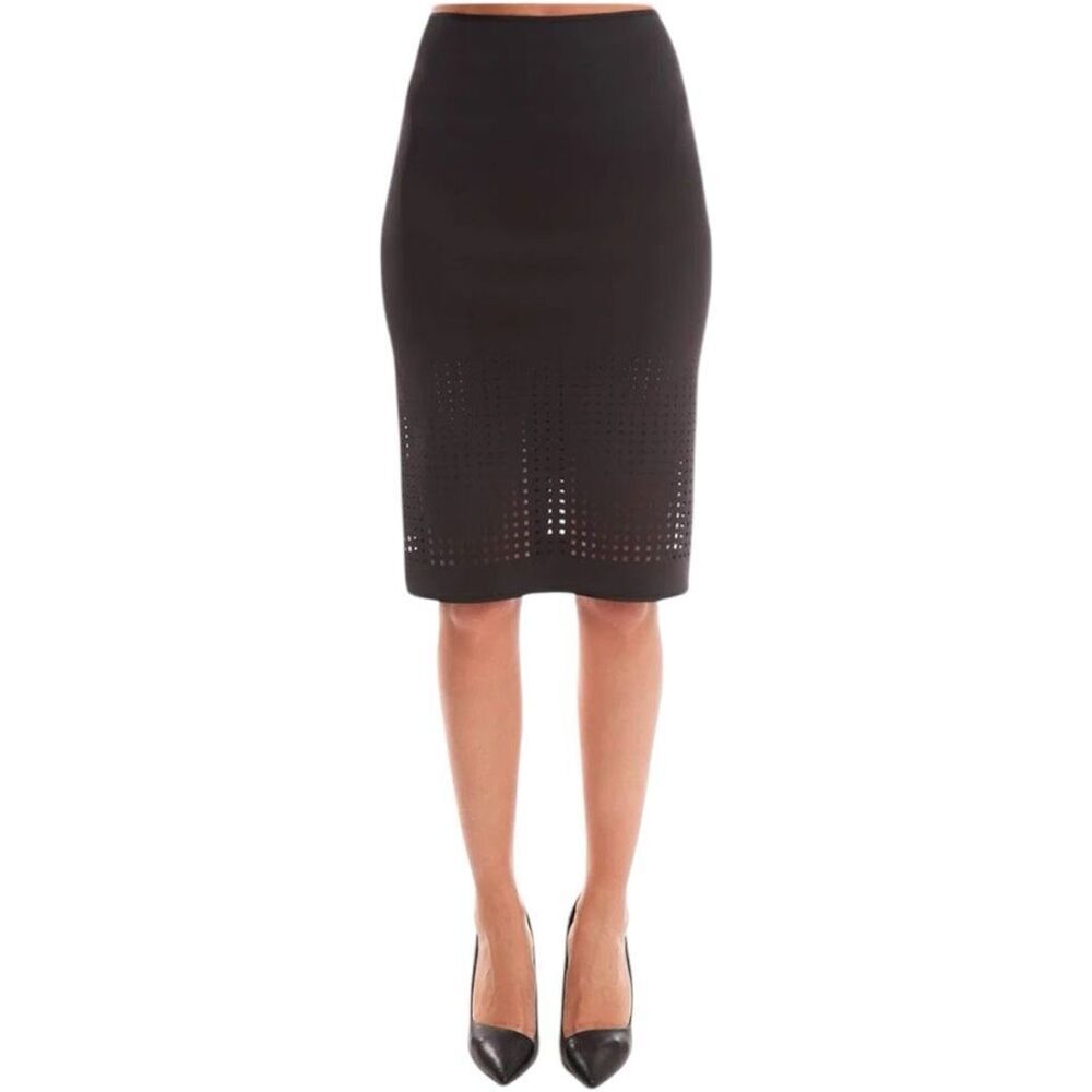 Clover Canyon Laser Skirt Size M Gray Neoprene Pencil Business Professional - Picture 2 of 13